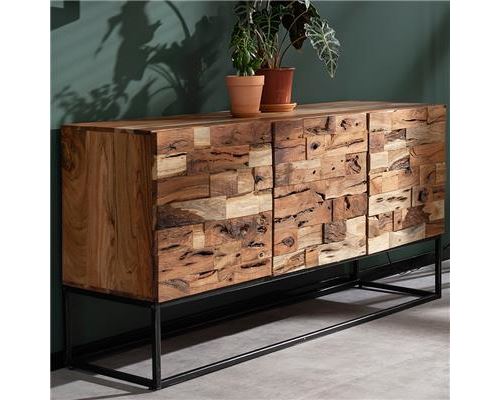 Buffet 3 portes en acacia HINANO - L 160 x P 45 x H 81 cm
