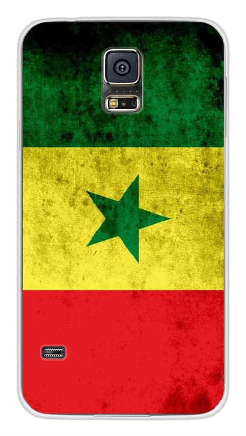 Coque en silicone imprimée compatible Samsung Galaxy S5 Drapeau Sénégal