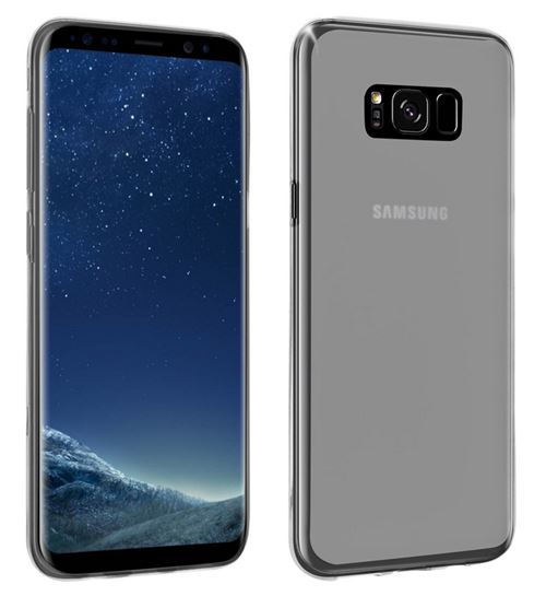 Housse etui coque pochette silicone gel fine pour samsung g955f galaxy s8 plus + film ecran - blanc transparent