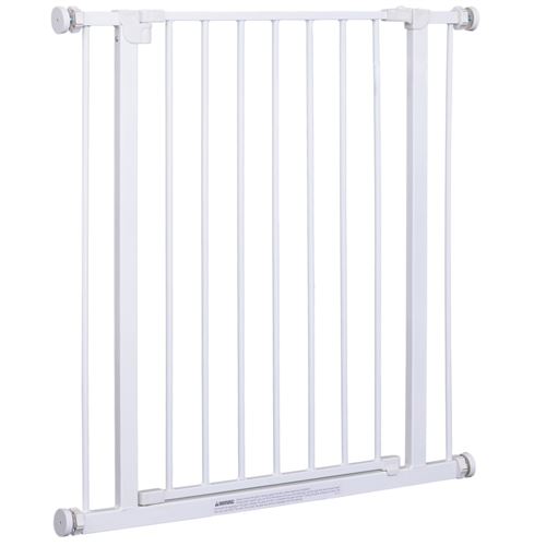 Barrière de sécurité longueur réglable dim. 76-82l x 76H cm sans perçage métal plastique blanc
