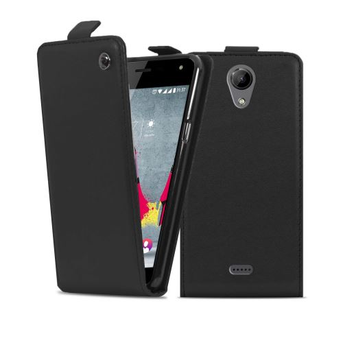 Coque Wiko U Feel Lite, Lincivius® [CLAPET EMBLEME], Housse Wiko U Feel Lite Rabat Clapet Fermeture Magnetique Noir, Protection Antichoc