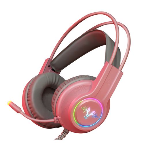 Non Communiqué Rose Casque De Stéréo Pour Jeu H200 Double Micro Supra-Auriculaire 3,5 Mm