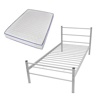 vidaxl lit simple avec matelas en mousse lit 1 personne 90x200 cm mtal gris achat prix fnac - Lit 1 Personne vidaxl lit simple avec matelas en mousse lit 1 personne 90x200 cm mtal gris achat prix fnac - Lit 1 Personne