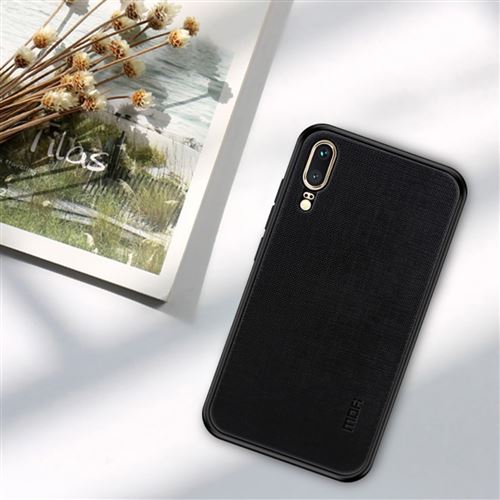 Coque en TPU hybride recouvert de tissu noir pour votre Huawei P20