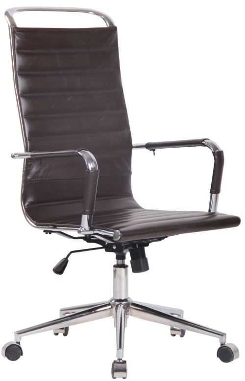 Chaise de Bureau Design Barnes en véritable Cuir avec Accoudoirs - Hauteur réglable Pivotant - Couleur Marron