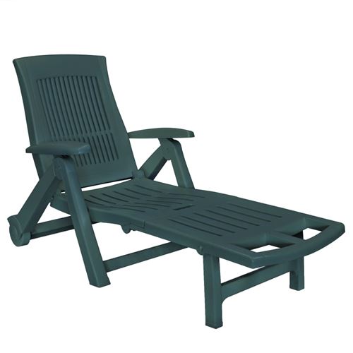 Transat Bain de Soleil Chaise longue avec repose-pied Plastique Vert