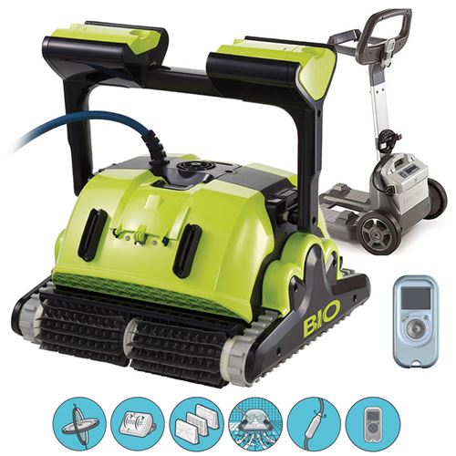 Dolphin BIO - Robot electrique de piscine fond, parois et ligne d'eau + caddy