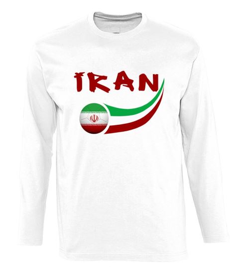 Supportershop Iran T-Shirt manches longues Adulte, Blanc, FR : S (Taille Fabricant : S)