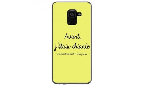 Coque souple pour Samsung Galaxy A8 2018 avec impression Motifs Avant, j'étais chiante jaune