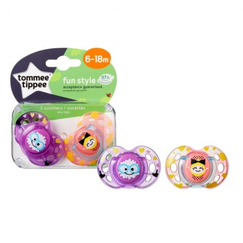 Lot de 2 sucettes closer to nature fun 6-18m - tommee tippee