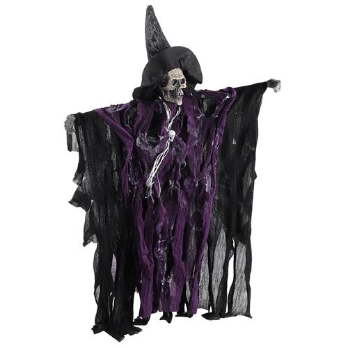 Lifelike Halloween Skeleton Decoration Props Scary Hanging Sound Control Ornament (Purple)