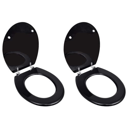 Vidaxl Noir Sièges De Toilette 2 Pcs - Image 3