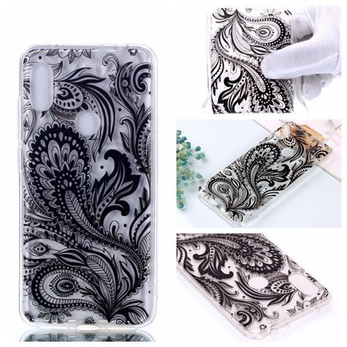 Coque en TPU fleur 3D diamant surface fleur noire pour votre Xiaomi Redmi Note 6 Pro/Note 6