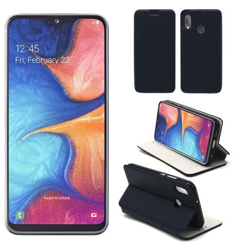 Housse Samsung Galaxy A20E bleue - Etui Coque Samsung Galaxy A20E Protection antichoc à rabat Smartphone 2019 - Accessoires Pochette Case XEPTIO