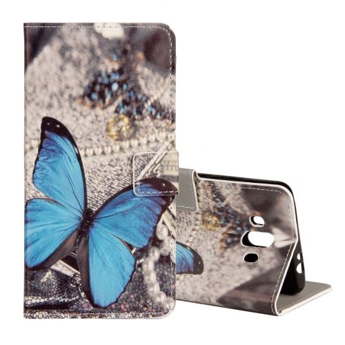 Huawei Mate 10 Housse Etui Cuir PU papillon Bleu ALS53428