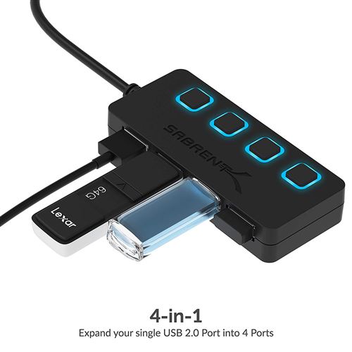 HUB USB 2.0 4 ports avec interrupteur marche/arrêt - CAPMICRO