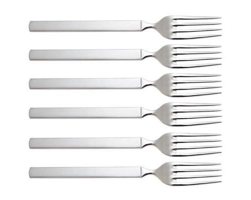 Alessi Dry Fourchette de table en acier brillant avec manche mat Set de 6 pièces