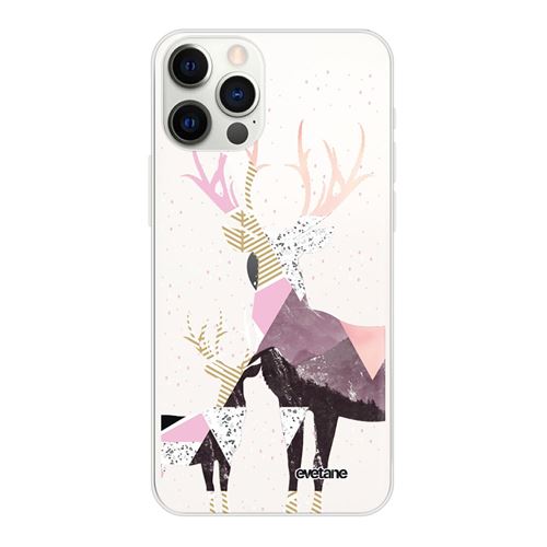 Coque pour iPhone 12/12 Pro souple transparente Cerfs motifs Motif Ecriture Tendance [Evetane®]