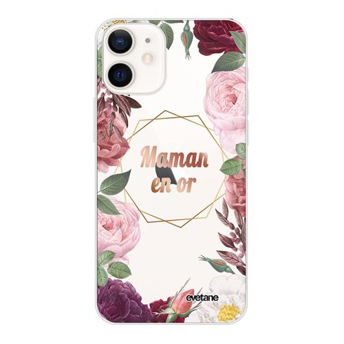 Coque pour iPhone 12 mini souple transparente Coeur Maman D'amour Motif Ecriture Tendance [Evetane®]