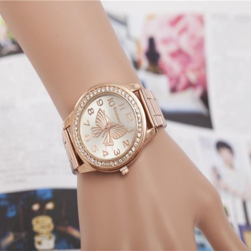 Montre Femme Quartz Rhinestone Inox #25 Rose doré