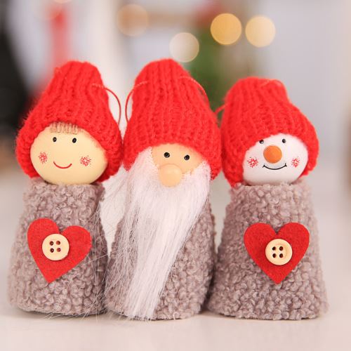Noël créatif vieil homme poupée petite pendaison blanc pin tour poupée suspendue ensemble 3 pièces Q
