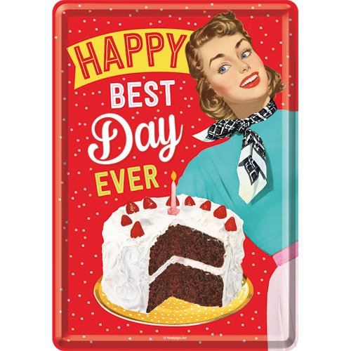 Nostalgic-Art 10295 Say It 50 's Happy Best Day, tôle Carte postale, 10 x 14 cm