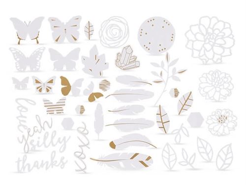 Creotime étiquettes aquarelles à motifs dorés 44 pièces