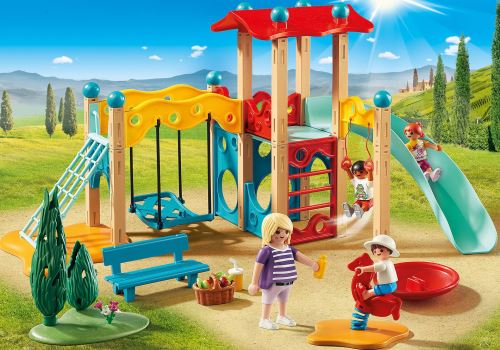 Playmobil Family Fun La Villa de vacances 9423 Parc de jeu avec toboggan -  Playmobil - Achat & prix