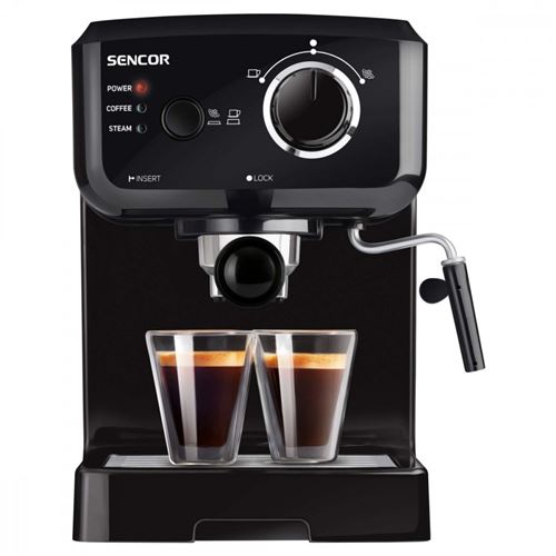 Sencor SES1710BK- machine à expresso cafétière avec buse pour mousse de lait et porte-filtre avec finition en aluminium