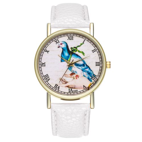 Dames de pigeon messenger classique authentiques regarder la tendance de l'horloge à quartz femelle T266-Ablanc