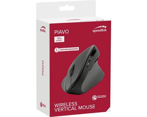 SPEEDLINK PIAVO Ergonomic Vertical - Souris verticale - ergonomique - pour droitiers - optique - 6 boutons - sans fil - 2.4 GHz - récepteur sans fil USB - noir