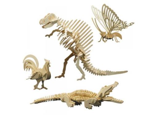 Maquette bois - Set de 4 animaux 860/1 - 856/7 - 860/3 - 860/4