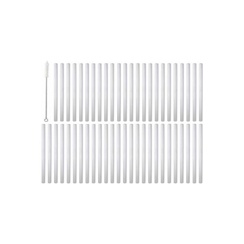 Barbaydos - Set 50 pailles droites en verre blanc avec goupillon 15 cm