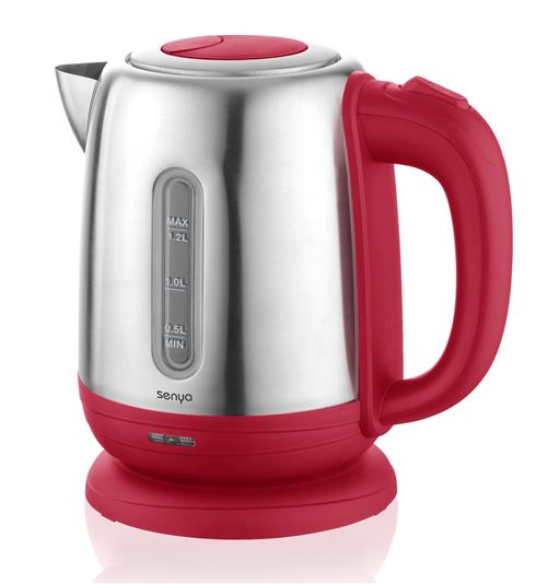 Senya bouilloire électrique Inox Little Tea, bouilloire sans fil, capacité 1.2L, 1500W, SYBF-K025R (Rouge)