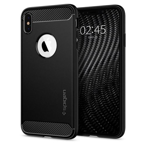 Spigen Rugged Armor - Achterzijde behuizing voor mobiele telefoon - thermoplastic polyurethaan (TPU) - zwart - voor Apple iPhone XS
