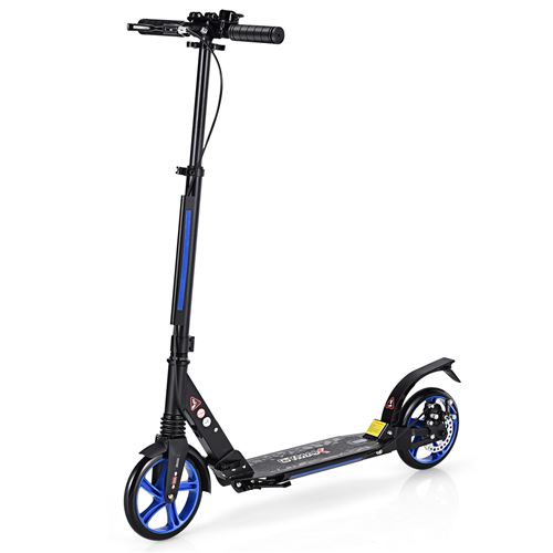  COSTWAY Trottinette Enfant &agrave; 2 Roues Pliable avec Frein 3 Hauteures Aajustables Fait en Alliage dAluminium Charge Max.100KG Bleu 