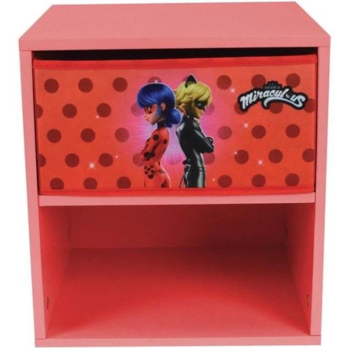 Chevet avec tiroir Miraculous Ladybug - h.36 x l.33 x p. 30 cm
