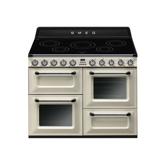Smeg Victoria TR4110IP2 - Cuisinière (four à deux étages) - pose libre - largeur : 110 cm - profondeur : 60 cm - hauteur : 90 cm - avec système auto-nettoyant - crème