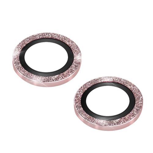 Film caméra pour iPhone 14 et 14 Plus Verre trempé 9H 0.2mm Contour pailleté Avizar rose