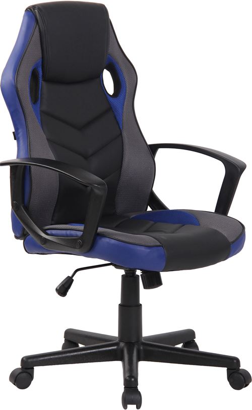 CLP Fauteuil de bureau / Gaming Glendale en similicuir et tissu en maille  Noir / Bleu