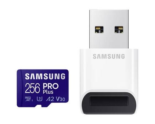Samsung PRO Plus MB-MD256KB - Carte mémoire flash (adaptateur microSDXC vers SD inclus(e)) - 256 Go - A2 / Video Class V30 / UHS-I U3 / Class10 - micr