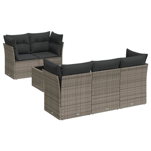 Non Communiqué Gris Salon De Jardin Vidaxl 6 Pcs Avec Coussins Résine Tressée