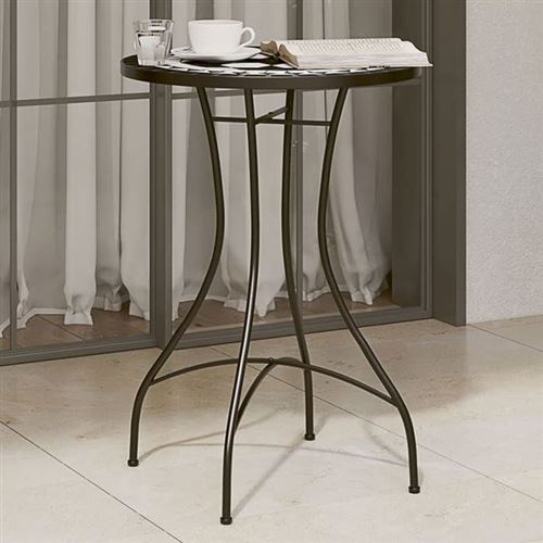 VIDAXL - Table de bistro - Mosaïque - Ø50x70 cm - Noir et Blanc - Image 3
