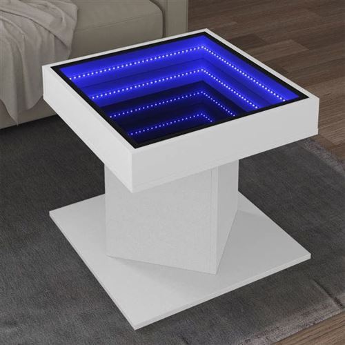 vidaXL - Table Basse - Design Moderne - Éclairage LED - Blanc - 50 x 50 x 45 cm - Image 2