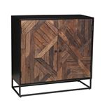 Meuble de Rangement 2 Portes ALTOBUY JORDAN en Métal Noir et Bois Recyclé 85x38x85cm