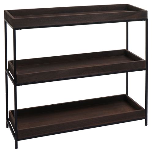 Mendler - Etagère sur pied - HWC-K71 - Bois et métal - Brun foncé - 90x100x35 cm - Image 3