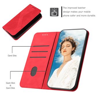 SEAHAI Cuir Coque Pour Xiaomi POCO F7 5G, Très Mince Étui Portefeuille [Blocage RFID] [Fentes Pour Cartes] Antichoc PU/TPU Housse Protection Flip Case - Rouge