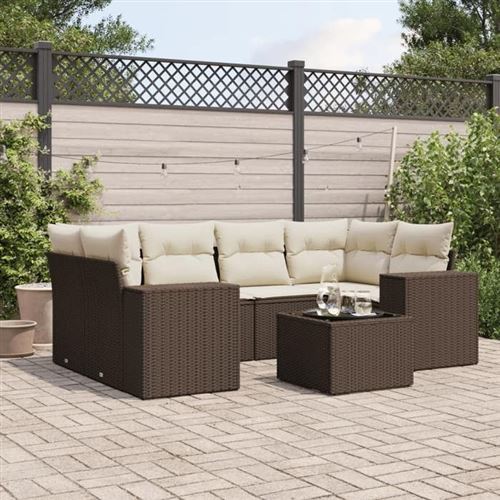 Non Communiqué Marron Vidaxl Salon De Jardin Avec Coussins 7 Pcs, Canapés Avec Dossier, Ensemble De Meubles, Mobilier De Terrasse Patio, 3222322