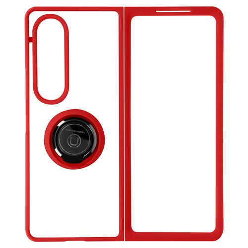 Coque pour Samsung Galaxy Z Fold 4 Bi-matière Bague Métallique Support Vidéo Avizar Rouge