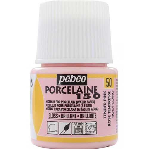 Peinture &agrave; l'eau brillante pour porcelaine - Rose tendresse - 45 ml